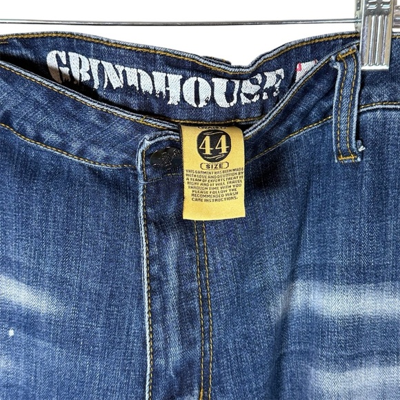 GrindHouse Men's Blue Distressed Painted Denim Jeans Size 44 - Picture 3 of 5